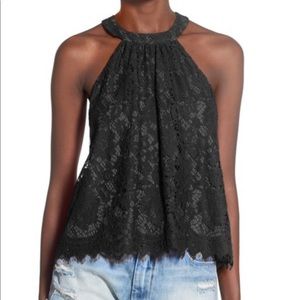 WAYF High Neck Lace Top